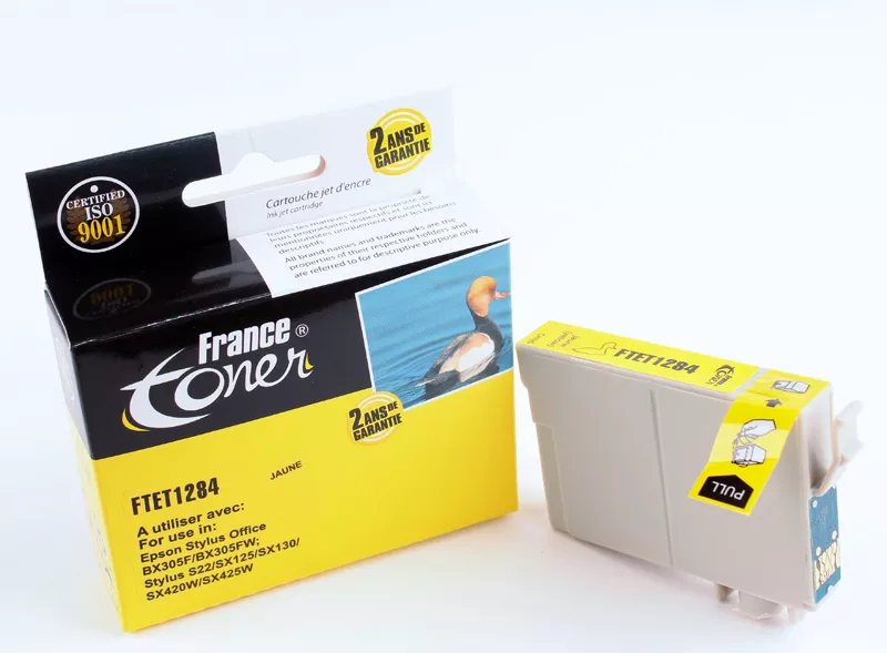 Cartouche d'encre FranceToner équivalent à EPSON T1284 Série Renard (C13T12844012) - JAUNE - Format Standard