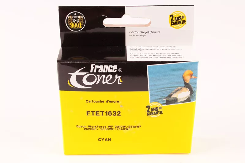 Cartouche d'encre FranceToner équivalent à EPSON 16XL Série stylo plume (C13T16324010) - CYAN (bleu) - Format XL