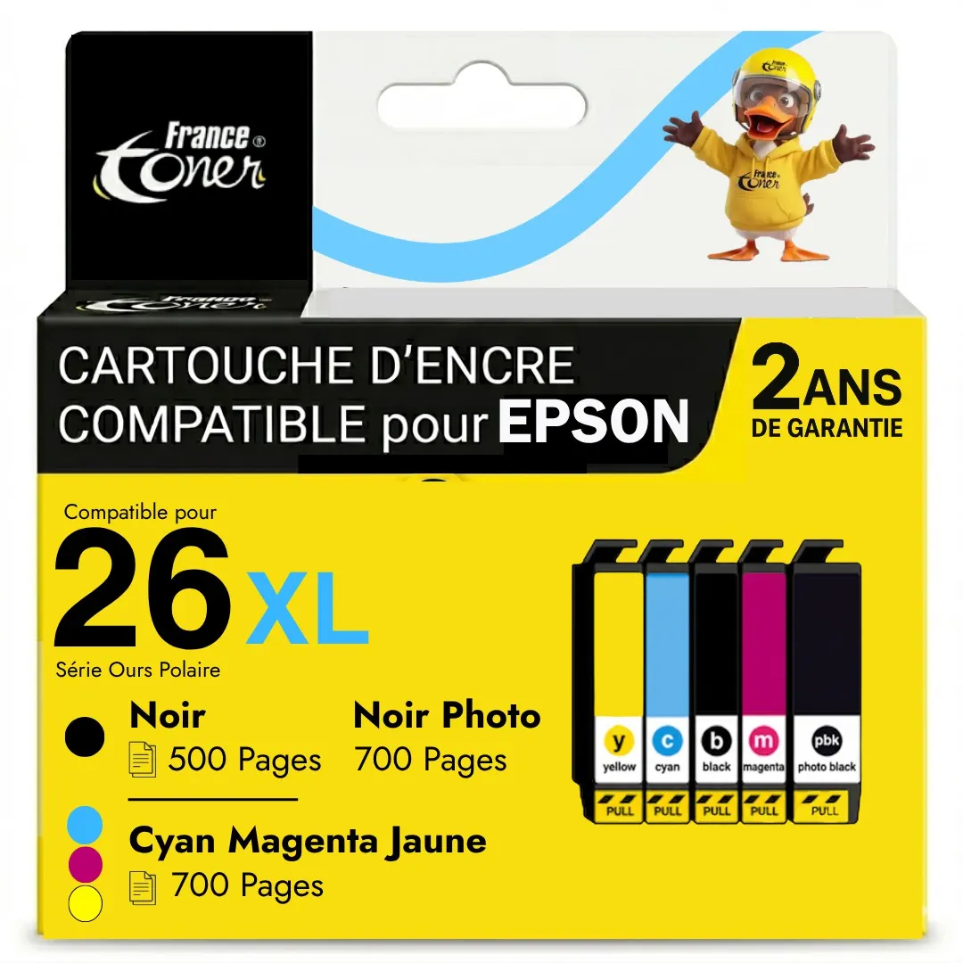 Pack de 5 cartouches d'encre FranceToner équiva...
