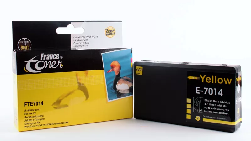 Cartouche d'encre FranceToner équivalent à EPSON T7014 série pyramide (C13T70144010) - JAUNE - Format XXL