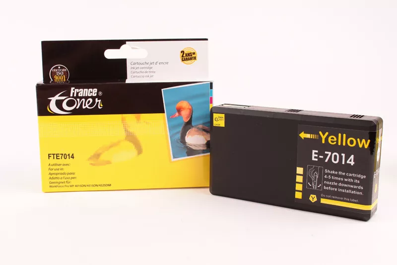 Cartouche d'encre FranceToner équivalent à EPSON T7014 série pyramide (C13T70144010) - JAUNE - Format XXL