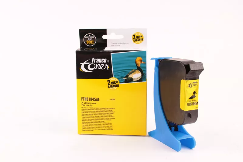 Cartouche d'encre FranceToner équivalent à HP 45 (51645AE) - NOIR - Format Standard