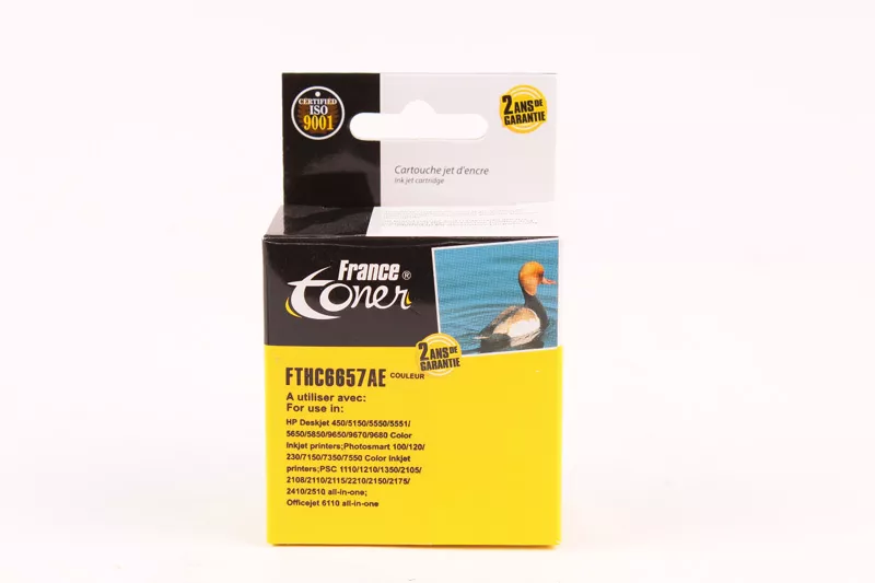 Cartouche d'encre FranceToner équivalent à HP 57 (C6657AE) - 3 COULEURS - Format Standard