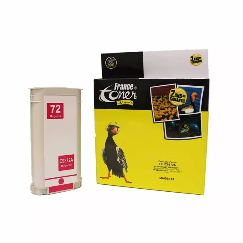 Cartouche d'encre FranceToner équivalent à HP 72 (C9372A) - MAGENTA (rouge) - Format Standard