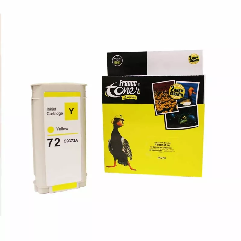Cartouche d'encre FranceToner équivalent à HP 72 (C9373A) - JAUNE - Format Standard