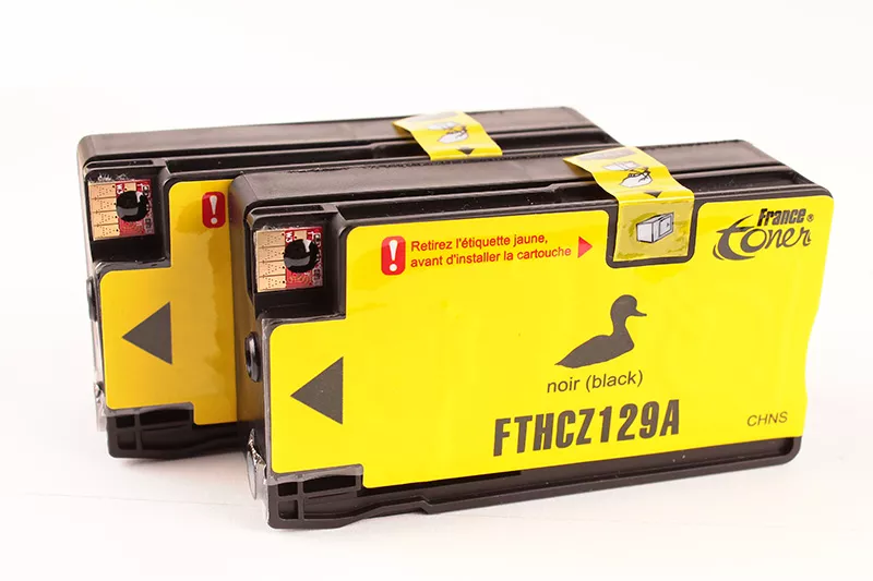 Pack de 2 cartouches d'encre FranceToner équivalent à HP 711 (CZ129A_X2) - NOIR - Format Standard