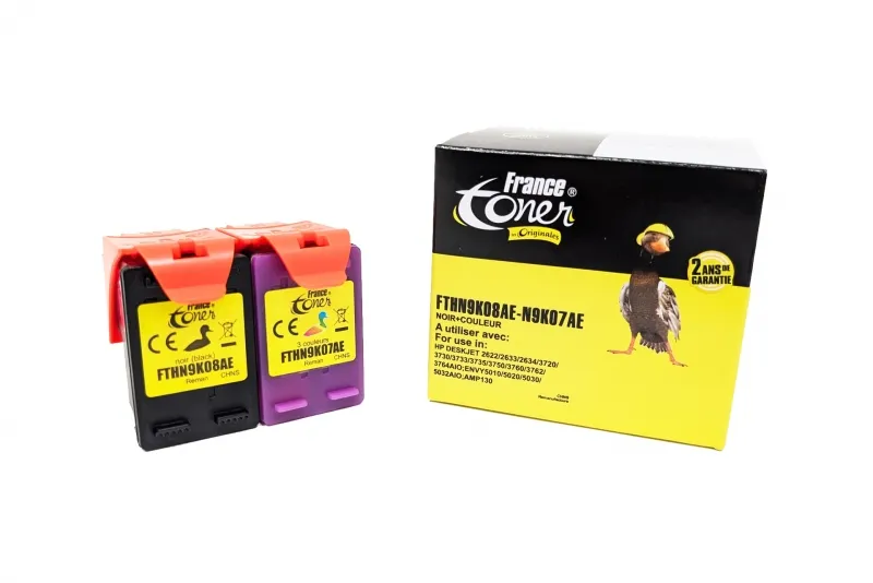 Pack de 2 cartouches d'encre FranceToner équivalent à HP 304XL (N9K08AE-N9K07AE) - 4 COULEURS - Format XL