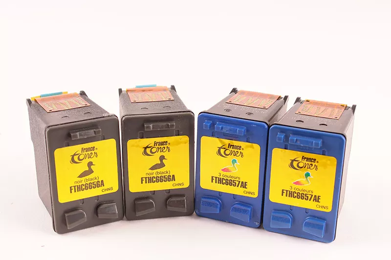 Pack de 4 cartouches d'encre FranceToner équivalent à HP 56 57 (C6656AE_C6657AE) - 4 COULEURS - Format Standard
