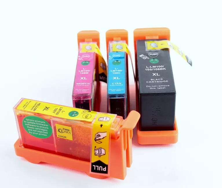 Pack de 4 cartouches d'encre FranceToner équivalent à LEXMARK 100XL (14N1068-BKCMY) - 4 COULEURS - Format XL