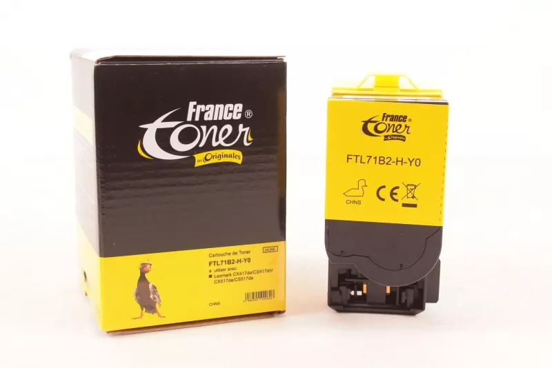 Toner FranceToner équivalent à LEXMARK 71B2HY0 - JAUNE - Format XL