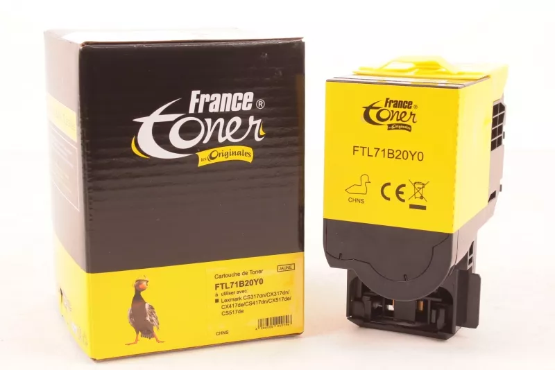 Toner FranceToner équivalent à LEXMARK 71B20Y0 - JAUNE - Format Standard