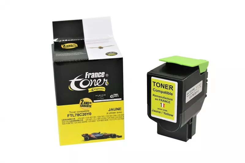 Toner FranceToner équivalent à LEXMARK 78C20Y0 - JAUNE - Format Standard