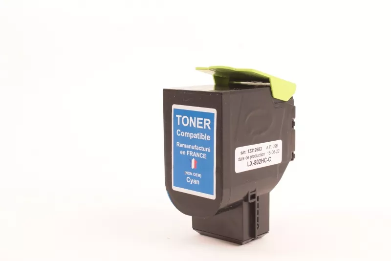 Toner FranceToner équivalent à LEXMARK 80C2HC0 - CYAN (bleu) - Format XL