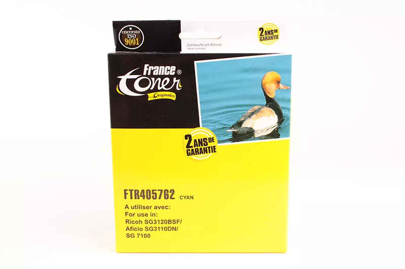 CARTOUCHE D'ENCRE GEL FranceToner équivalent à RICOH GC41C (405762) - CYAN (bleu) - Format XL
