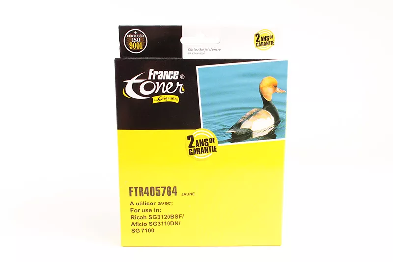 CARTOUCHE D'ENCRE GEL FranceToner équivalent à RICOH GC41Y (405764) - JAUNE - Format XL