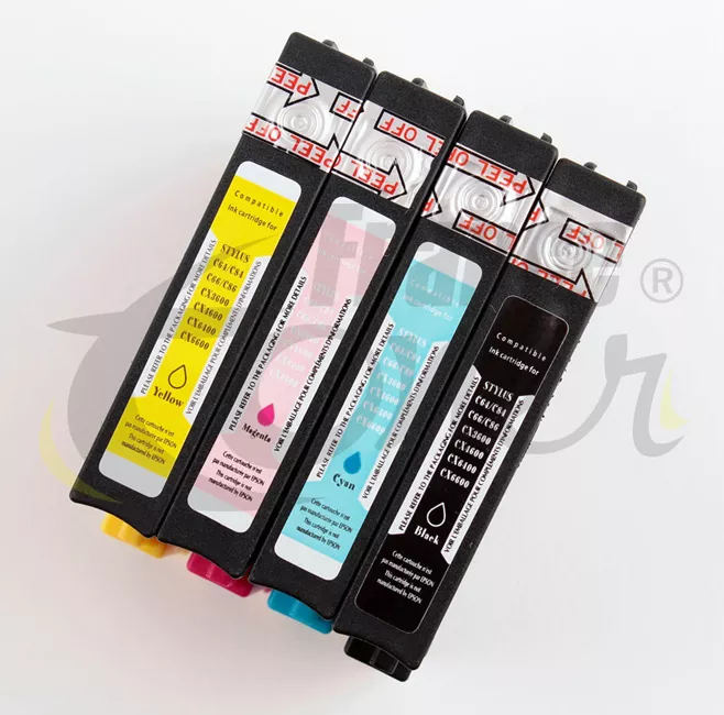 Pack de 4 cartouches d'encre générique équivalent à EPSON T0445 Série Parasol (C13T044540) - 4 COULEURS - Format Standard