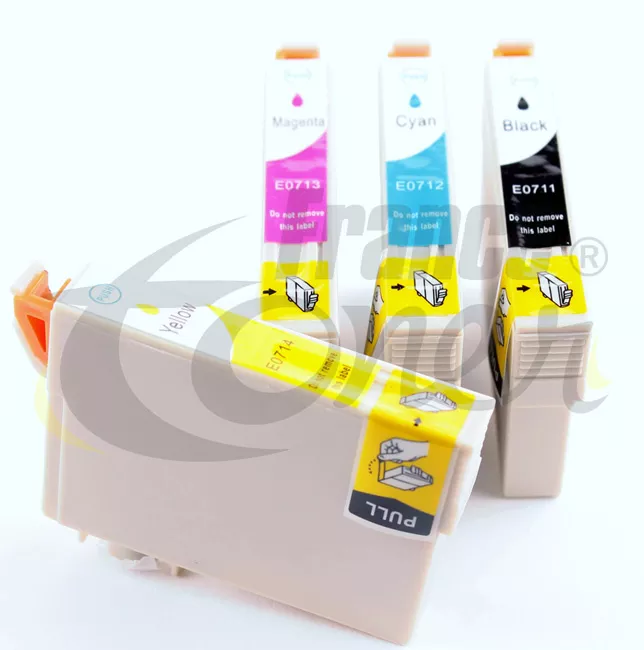Pack de 4 cartouches d'encre générique équivalent à EPSON T0715 Série Guépard (C13T07154012) - 4 COULEURS - Format Standard