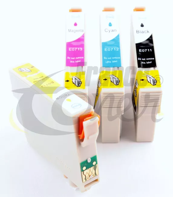 Pack de 4 cartouches d'encre générique équivalent à EPSON T0715 Série Guépard (C13T07154012) - 4 COULEURS - Format Standard