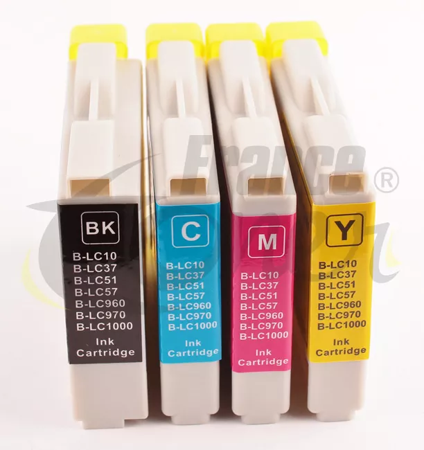 Pack de 4 cartouches d'encre générique équivalent à BROTHER LC1000_BKCMY (LC1000VALBP) - 4 COULEURS - Format Standard