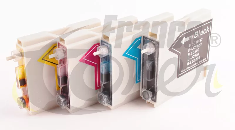 Pack de 4 cartouches d'encre générique équivalent à BROTHER LC1000_BKCMY (LC1000VALBP) - 4 COULEURS - Format Standard