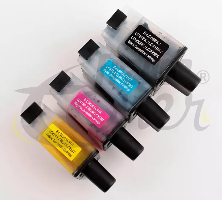 Pack de 4 cartouches d'encre générique équivalent à BROTHER LC900 (LC900BK-C-M-Y) - 4 COULEURS - Format Standard