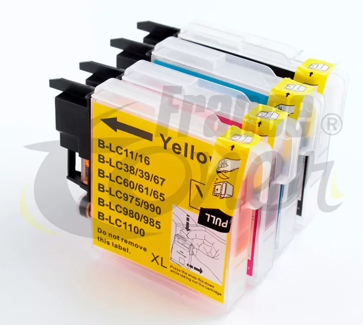 Pack de 4 cartouches d'encre générique équivalent à BROTHER LC985 (LC985VALBP) - 4 COULEURS - Format Standard