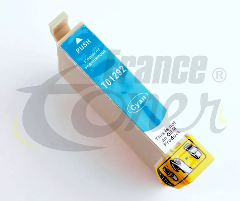 Cartouche d'encre générique équivalent à EPSON T1292 Série Pomme (C13T12924012) - CYAN (bleu) - Format XL
