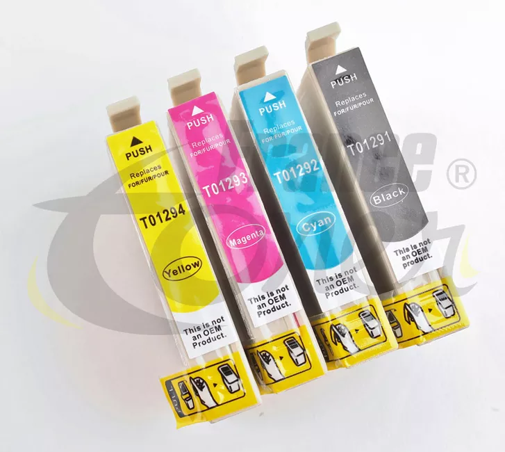 Pack de 4 cartouches d'encre générique équivalent à EPSON T1295 Série Pomme (C13T12954012) - 4 COULEURS - Format XL