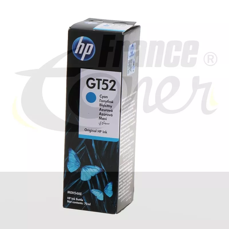 Recharge Encre HP GT52 (M0H54AE) - CYAN (bleu)...