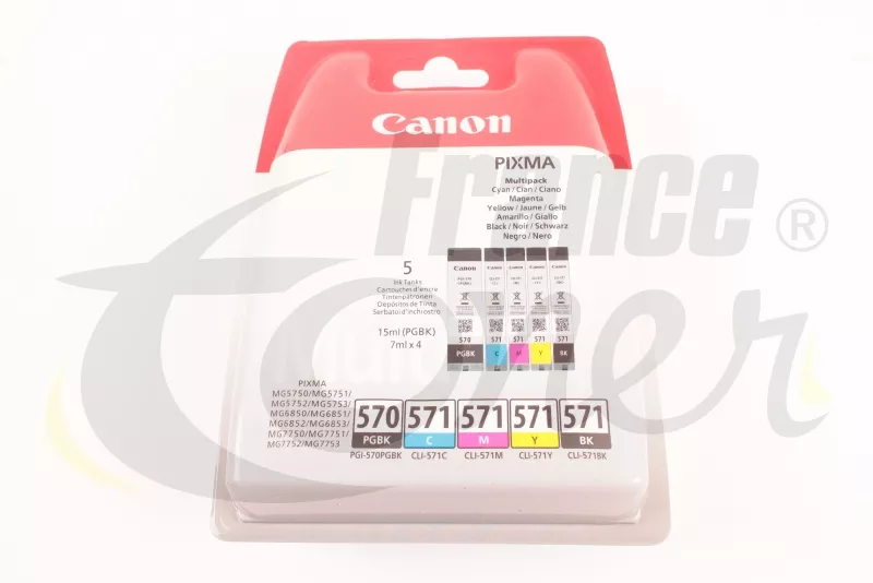 Pack cartouches Canon PGI-570 Noir XL et CLI-571 Couleurs