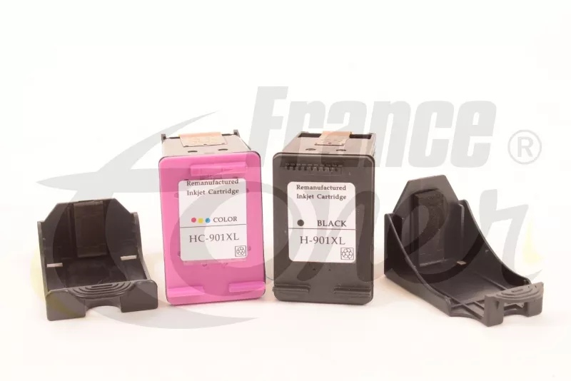 Pack de 2 cartouches d'encre générique équivalent à HP 901XL & 901 (SD519AE) - 4 COULEURS - Format XL