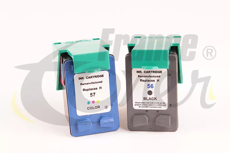 Pack de 2 cartouches d'encre générique équivalent à HP 56 & 57 (C6656AEC6657AE) - 4 COULEURS - Format Standard