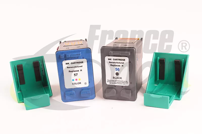 Pack de 2 cartouches d'encre générique équivalent à HP 56 & 57 (C6656AEC6657AE) - 4 COULEURS - Format Standard