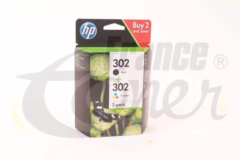 HP 302 Cartouche d'Encre - Paquet de 2 (X4D37AE)